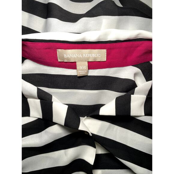 Banana Republic Black & White Striped Button Down Shirt - Picture 4 of 14